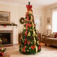 thumbnail image 1 of Bringstar 7.5ft Pop Up Christmas Tree Pre Lit with 200 Lights, Pre Decorated Artificial Green Xmas Tree with Ornaments, Easy Setup & Foldable for Storage, 1 of 15
