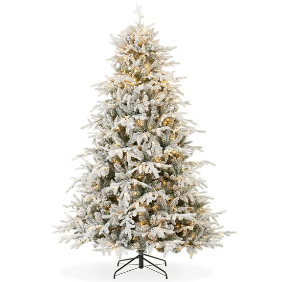 7.5FT Pre-Lit Snow-Flocked Aspen Fir Artificial Christmas Tree with Stand