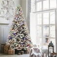 thumbnail image 1 of 7.5FT Pre-lit Christmas Tree, Artificial Snow Flocked Full Prelighted Tree with 480 LED Lights and 1117 PVC Branches Tips, Foldadble Metal Tree Stand, Spruce Christmas Tree for Home, Office, Holiday, 1 of 6