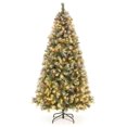 7.5FT Prelit Christmas Tree,Hinged Xmas Tree with 1368 PVC Branch Tips