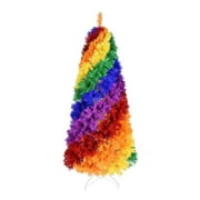 7.5FT Rainbow Christmas Tree Unlit, Bringstar Artificial Tree with 1825 Premium PVC Branch Tips, Hinged