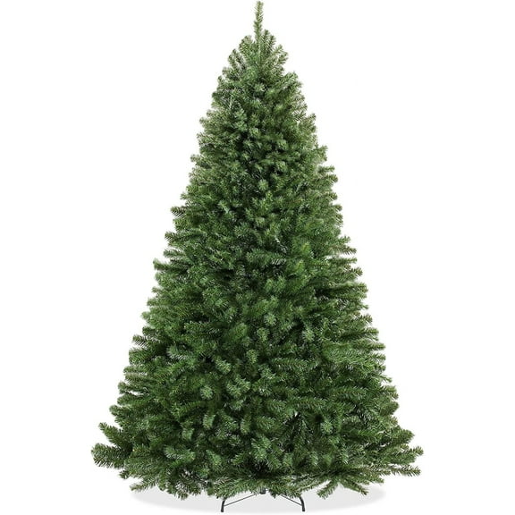 7.5FT Realistic Green Spruce Unlit Artificial Holiday Christmas Tree with Sturdy Metal Stand