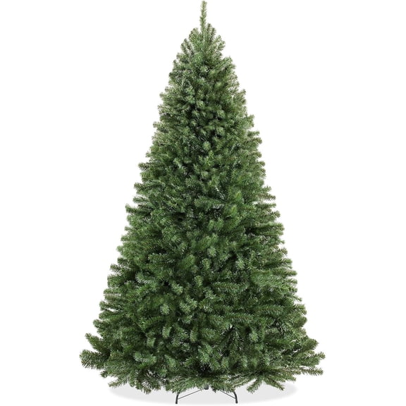 7.5FT Realistic Green Spruce Unlit Artificial Holiday Christmas Tree with Sturdy Metal Stand