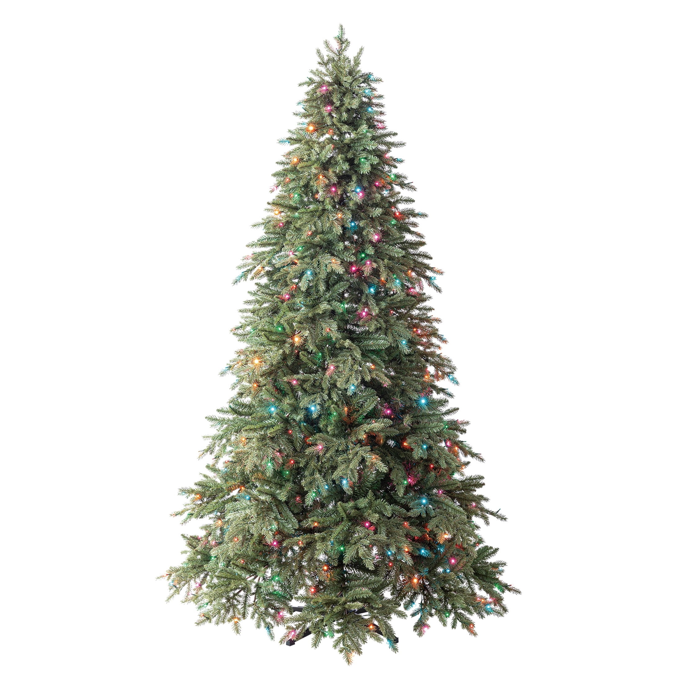 7.5' Pre-Lit Sharon Fir Green Artificial Christmas Tree with LumaDazzle Color-Changing Twinkle LED Lights, Quick Set, and Stand, by Holiday Time