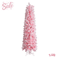 thumbnail image 1 of 7.5FT Snow-Flocked Pink Pencil Artificial Christmas Tree, Slim Holiday Unlit Xmas Tree with 641 PVC Branch Tips & Sturdy Metal Stand, Easy Assembly, 1 of 7