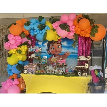 7×5FT Summer Ocean Baby Girl Backdrop Tropical Beach Seaside Island Sea Princess Background Baby Shower 1st 2nd Birthday Photo Banner Booth Props
