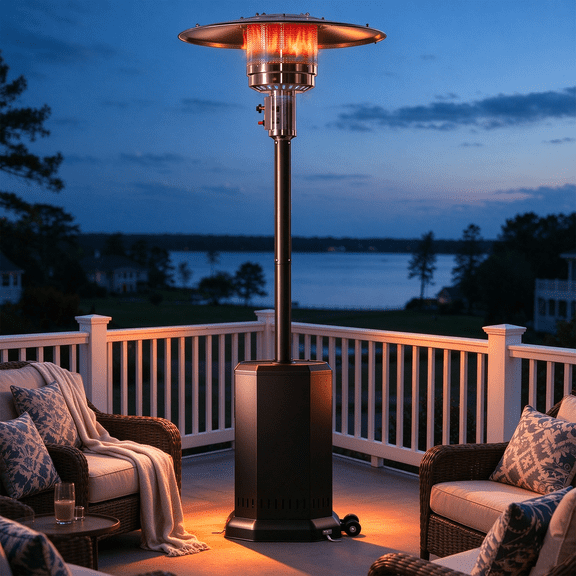 Seizeen Portable Patio Heaters, 50,000 BTU Outdoor Heaters with Stainless Steel Burner, Propane Heater with Wheels and Fast Ignition System, for Poolside Porch Garden Deck Use