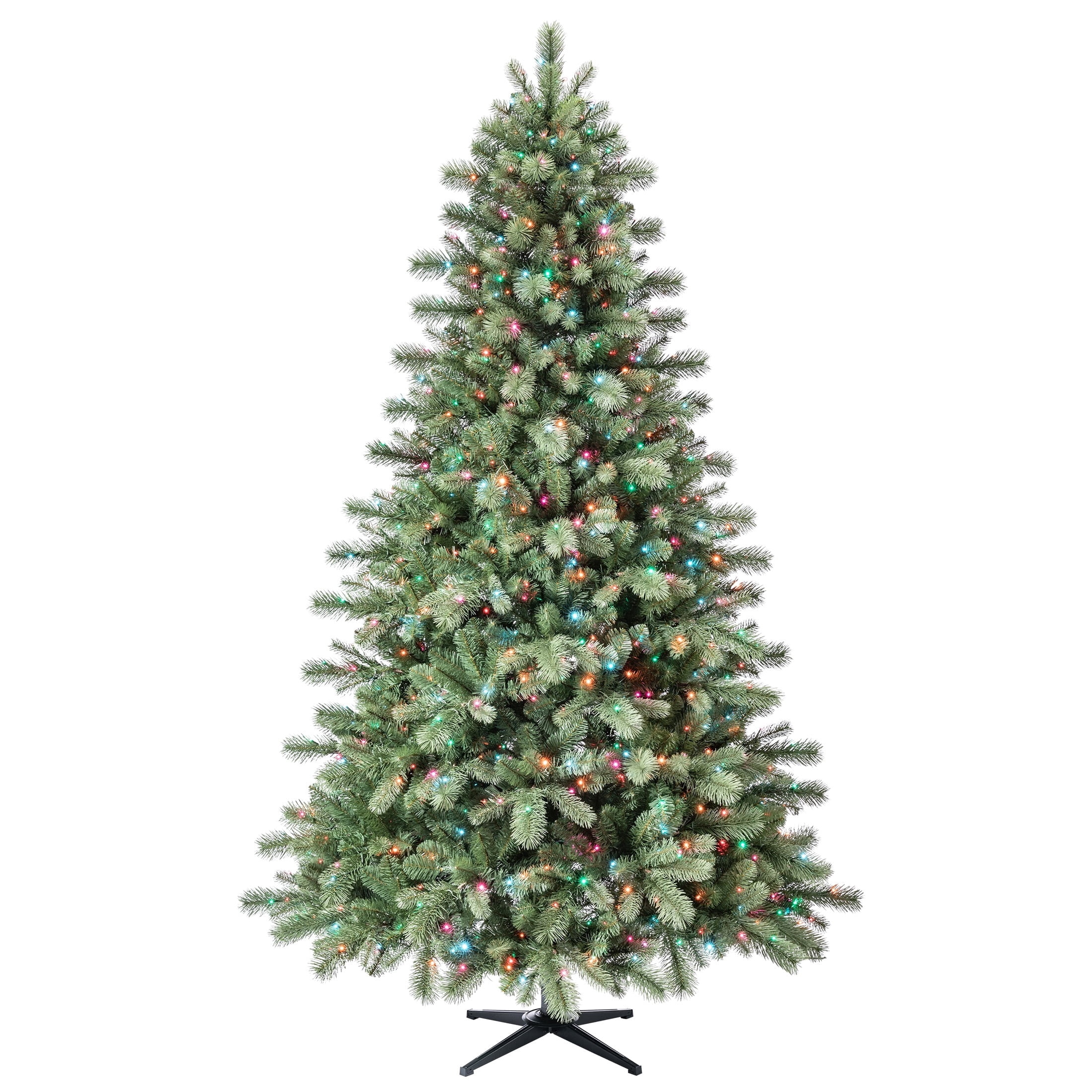 7.5' Pre-Lit Valencia Fir Green Artificial Christmas Tree with LumaDazzle Color-Changing Twinkle LED Lights, Quick Set, and Stand, by Holiday Time