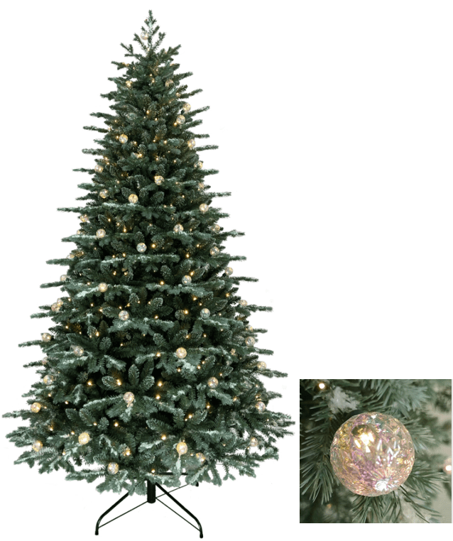 Display 7.5' Pre-Lit Flocked Warner Artificial Christmas Tree with 350 Warm LED Lights and Stand, by Holiday Time