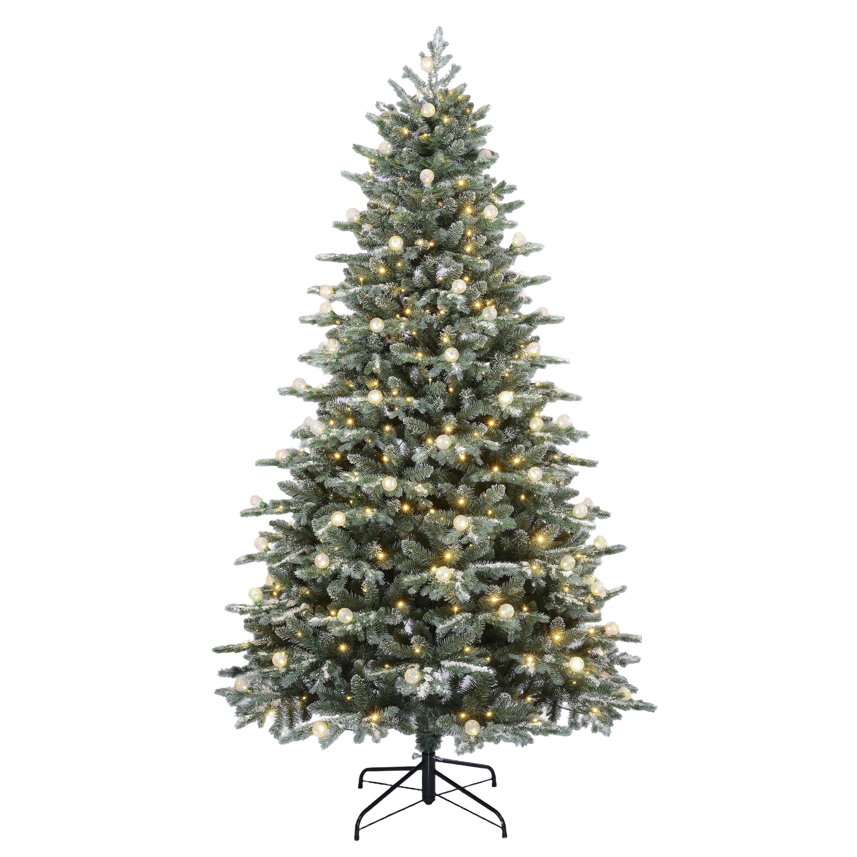 7.5' Pre-Lit Snow-Flocked Warner Green Artificial Christmas Tree with 450 Warm White LED Lights and Stand, by Holiday Time