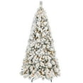 thumbnail image 1 of 7.5Ft Flocked Artificial Christmas Tree With Lights Slim Snow Frosted Spruce Tree, 1445 PVC/Hard Needle Mixed Branch Tips with 500 Warm White Lights for Indoor and Outdoor, 1 of 1