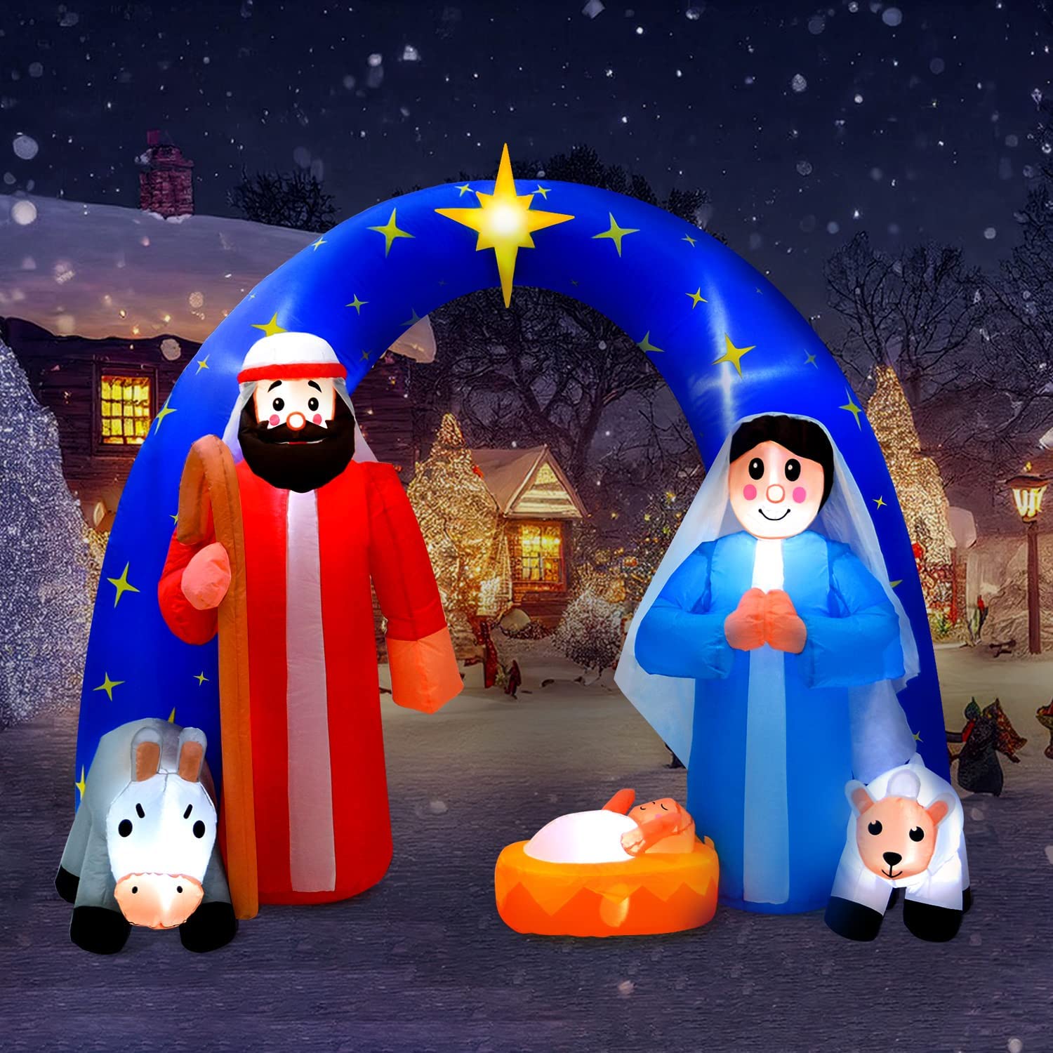 7.5Ft Inflatable Nativity Sets Scene Christmas Yard Outdoor Decorations