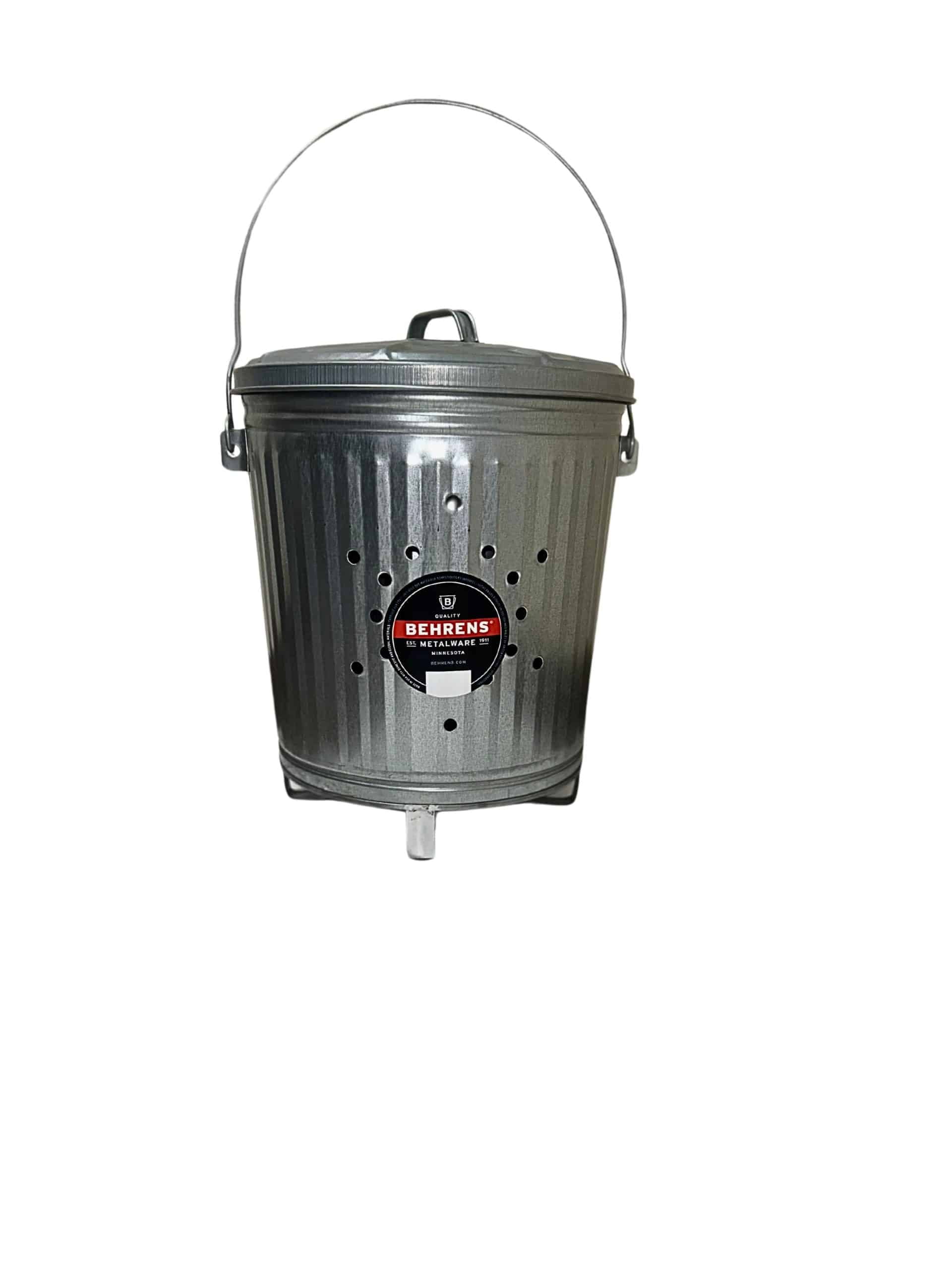 7.5 Gallon Silver Galvanized Steel Trash Burner Can with Locking Lid
