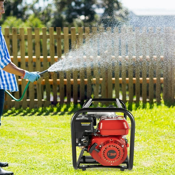 7.5HP 3 Inch Trash Pump, Gasoline Powered Water Pump 3000W SludgePump Transfer Garden Farm Irrigation PetrolPump with Water Filtration Systems