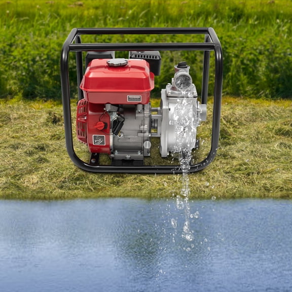 7.5HP Gas Engine Water Pump, 2-Inch 212cc High Flow 264 GPM Portable Trash Pump with 24.6ft Hose for Irrigation & Drainage