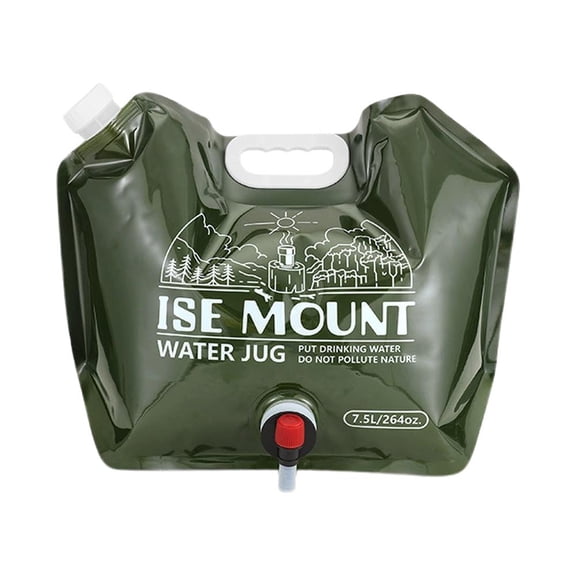 7.5L Portable Foldable Water Bag with Spigot, Camping Water Container, Collapsible Water Jug with Spout, Reusable Plastic Flasks, Large Capacity Water Container for Outdoor - Green