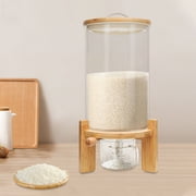 7.5L Rice Dispenser, Glass Airtight Storage Container with Bamboo Lid, Bottom Valve, Measuring Cup, for Dry Food Beans Flour Pet Food, Kitchen Canister