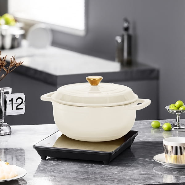 7.5QT Enameled Cast Iron Dutch Oven, 16LB Thickened Cast Iron, Non-Stick Enamel, Oven/Gas/Induction Compatible, Heat-Resistant Handles + Silicone Gloves