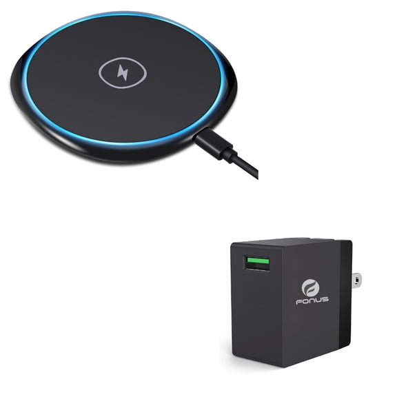 7.5W and 10W Fast Charging Ultra Slim Wireless Charger Pad w 18W Adaptive Fast Home Wall Plug Travel USB Charger J5D for Samsung Galaxy S9, S8+ S8 S7 S6 Edge+ Edge, active S10e S10+ S10 5G