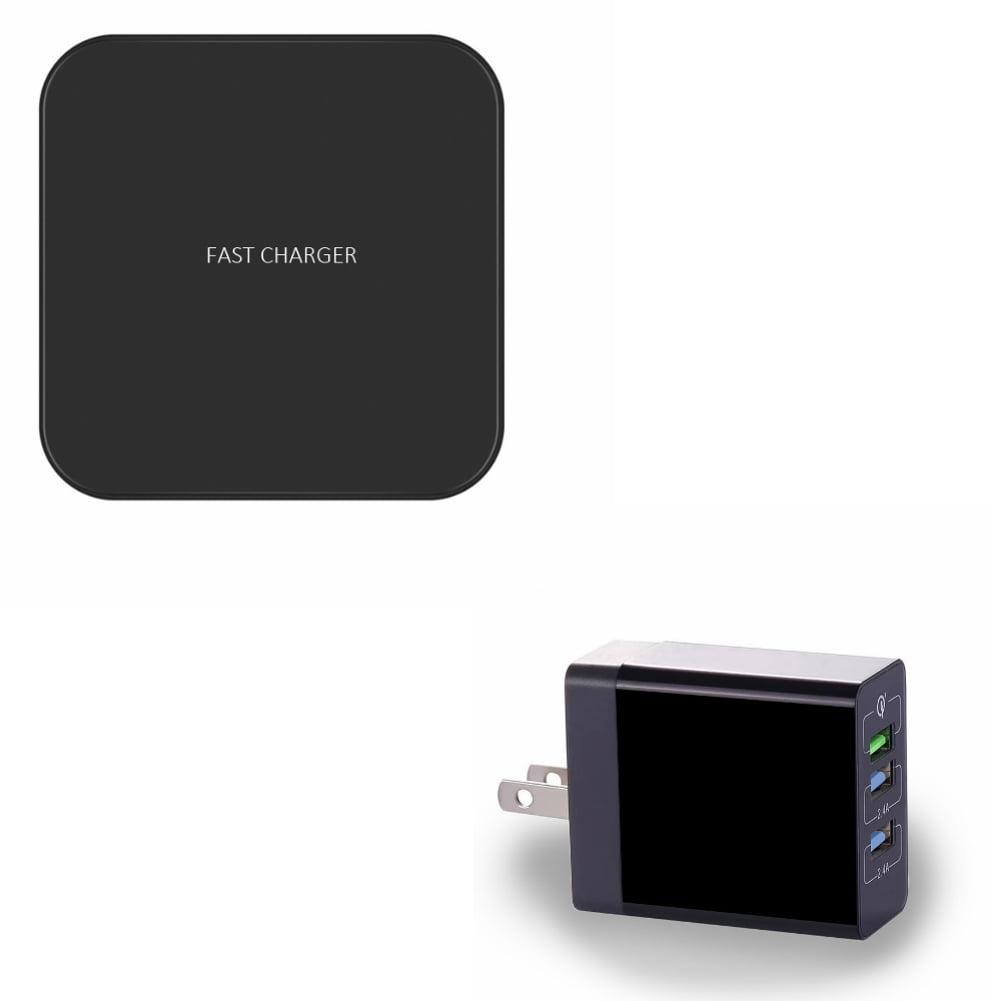 7.5W and 10W Fast Charging Ultra Slim Wireless Charger Pad w 34W 6.8Amp 3-Port Home Wall Travel AC USB Charger w Fast Port V3G for Motorola Droid Turbo, Google Nexus 6, 2 Mini MAXX - Nokia 8