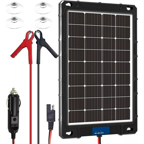7.5W 12V Solar Panel Kit with Upgraded Controller for Car, RV, Motorcycle, and Marine Applications