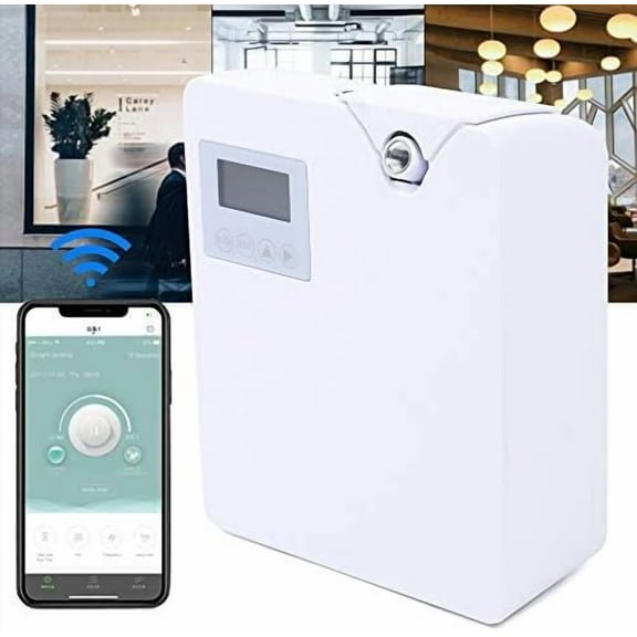 7.5W HVAC Fragrance Machine Essential Oil Nebulizing Diffuser Scent Machine Oil Nebulizing Diffuser Fragrance Machine 300ML WiFi for Home Hotel Large Room, Office Fresh Air,White
