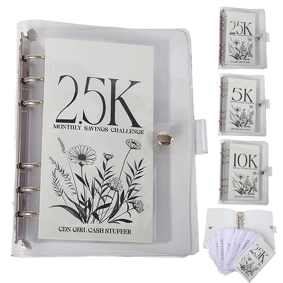 7.5X5.3 in Portable Organizer, Cash Envelope Binder, Money Organizer for Cash, Money Saving Challenge, Slim A5 Planner Binder Perfect for Tracking Your 12 Month Milestones and