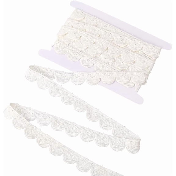 7.5Yards Cotton Wavy Fringe Trim Ribbon Shell Lace Trim White 1 inch(25mm) DIY