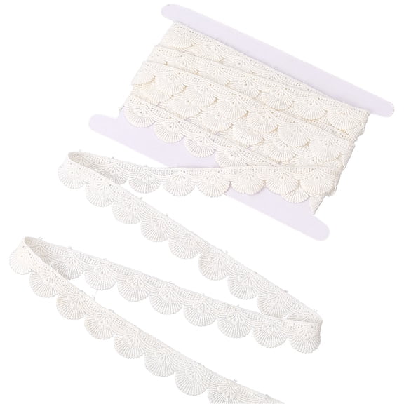 7.5Yards Cotton Wavy Fringe Trim Ribbon Shell Lace Trim White 1 inch(25mm) for DIY
