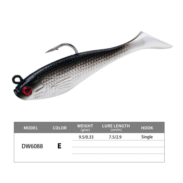 7.5cm/9.5g Soft Fishing Lure Swim Tail Jigging Wobbler Swimbait Bass Pike  Tackle 
