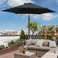 thumbnail image 1 of 7.5ft * 7.5ft Patio Umbrella with Crank and Push Button Tilt, Outdoor Table Market Umbrella with Aluminum Pole - Black, 1 of 10