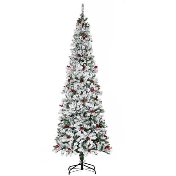 7.5ft Artificial Christmas Tree, Flocked Christmas Tree Pre Lit with ...