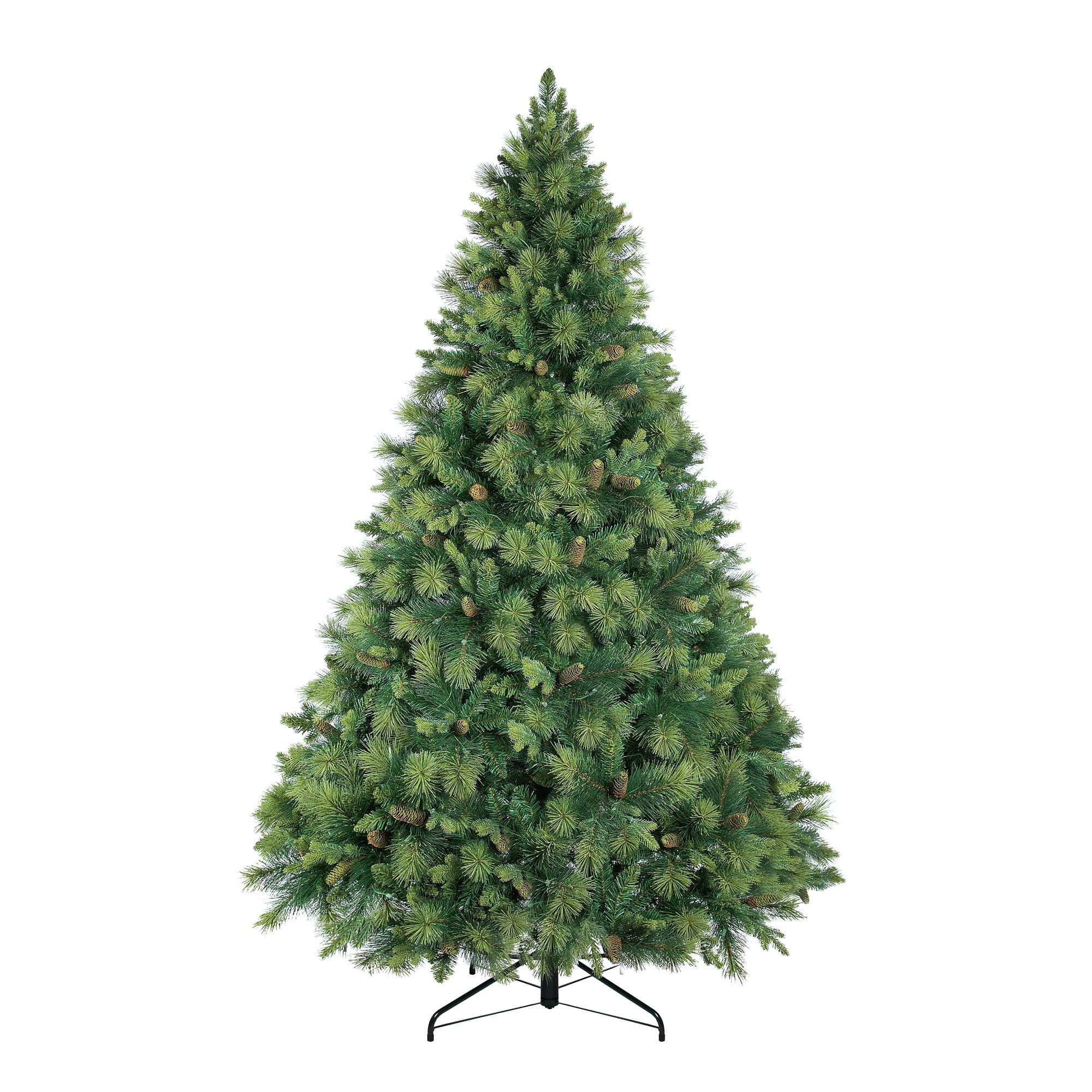 7.5 Ft Green PVC Pre-Lit Artificial Christmas Tree with Metal Stand