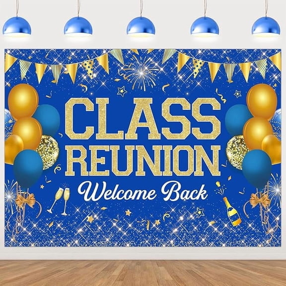 7 * 5ft Class Reunion Decorations School Class Reunion Backdrop Blue Welcome Back School Reunion Party High School Reunion Decor Backdrop for 20th 30th 40th Reunion Photography Background