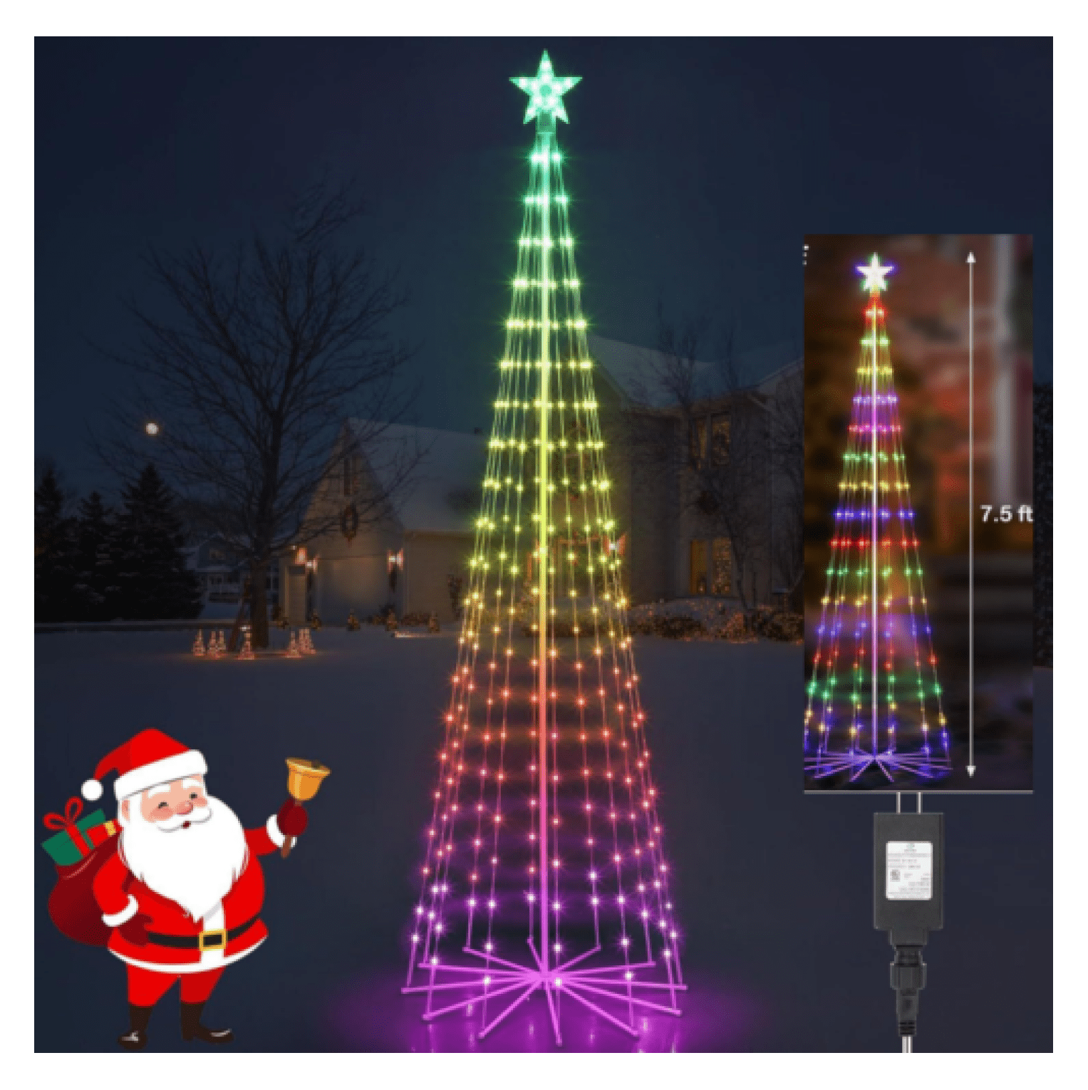 7.5ft LED Light Show Christmas Tree Cone Outdoor Xmas Yard Decor ...