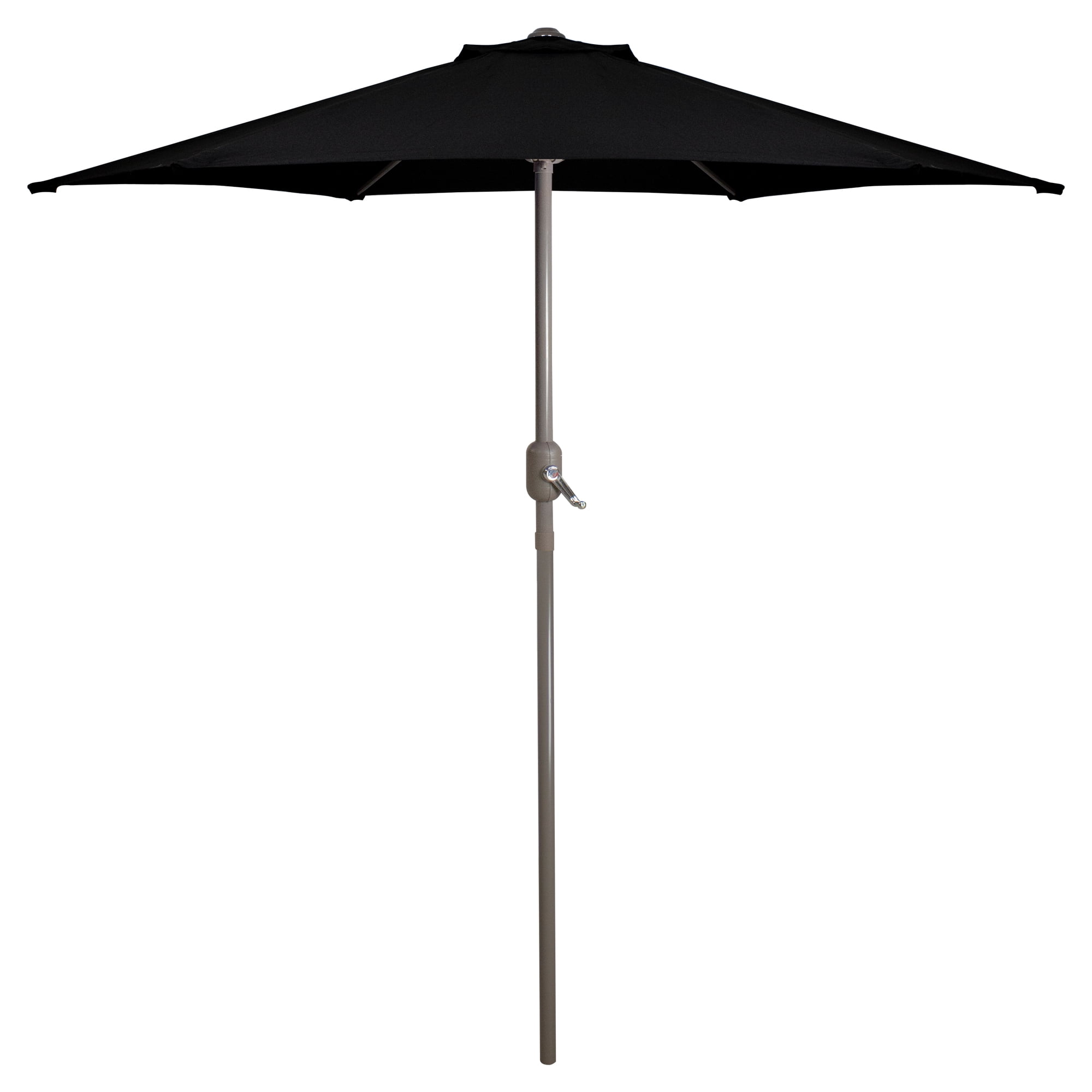 7.5ft Black Polyester Outdoor Patio Market Umbrella with Hand Crank