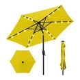 thumbnail image 1 of 7.5ft Outdoor Solar Market Table Patio Umbrella with Easy Tilt Adjustment and 6 Ribs and Sturdy Frame for Deck, Pool w/Tilt, Crank, LED Lights - Yellow, 1 of 5