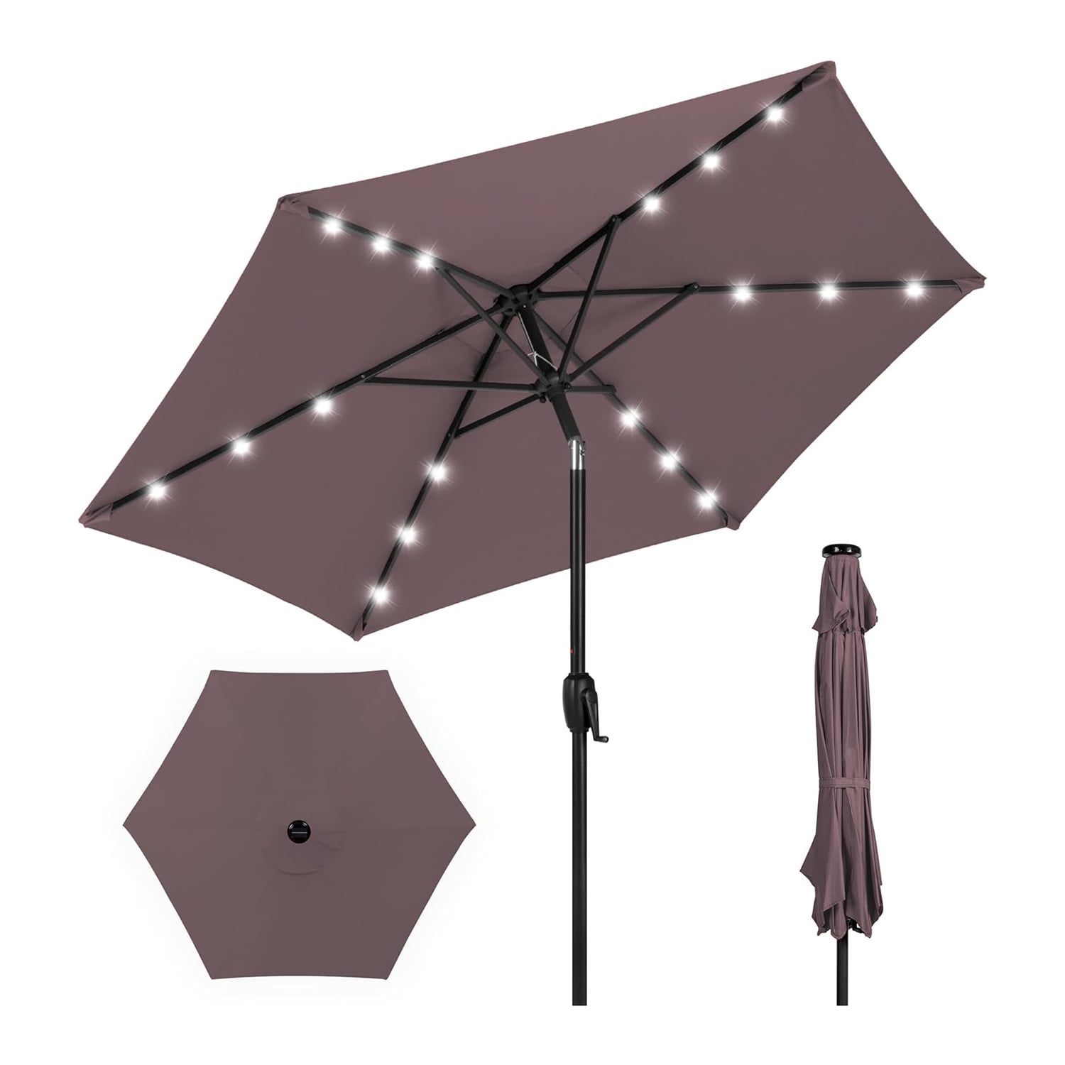 13 foot diameter patio umbrella Summit Living 13 ft Patio Umbrella with LED Solar Lights Large Double Sided  Outdoor Table Umbrella Red