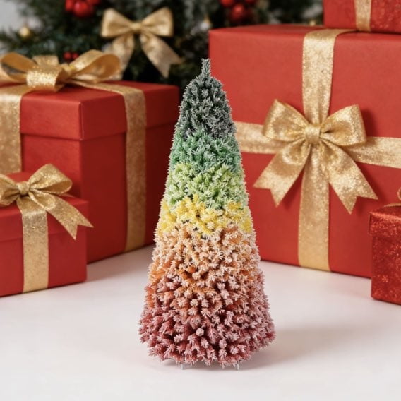 7.5ft PVC Rainbow Flocking Christmas Tree - Festive Colorful Holiday Decor