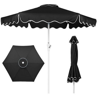 7.5ft Patio Market Umbrella with Wavy Trim, Fade-Resistant, Crank & Tilt, Wind Vent -