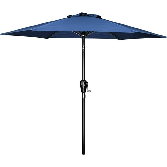 7.5ft Patio Umbrella Outdoor Table Market Yard Umbrella with Push Button Tilt/Crank, 6 Sturdy Ribs for Garden, Deck, Backyard, Pool