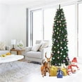 thumbnail image 1 of 7.5ft Pointed PVC Pen Holder Christmas Tree, Classic Christmas Tree, Hinged Artificial Slim Tree, Easy Assembly, Metal Hinges & Foldable Base, for Home, Office, Party Decoration, Green, 1 of 7