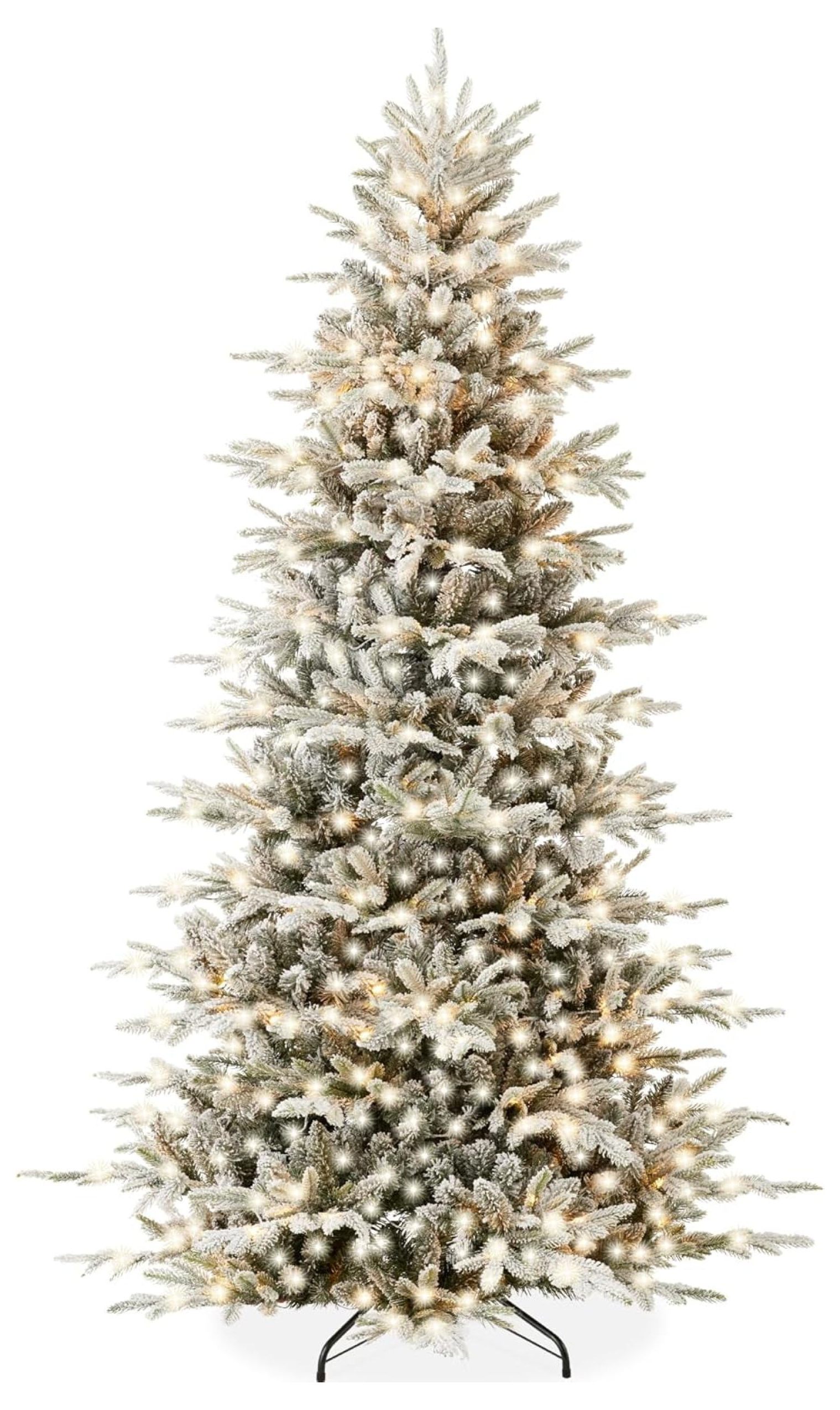 7.5ft PreLit Artificial Aspen Christmas Tree, Premium Flocked Noble