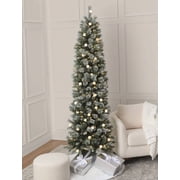 7.5ft. Pre-Lit Flocked Glacier Fir Artificial Christmas Tree, Dual Color LED Lights with G40 Bulbs by Ashland