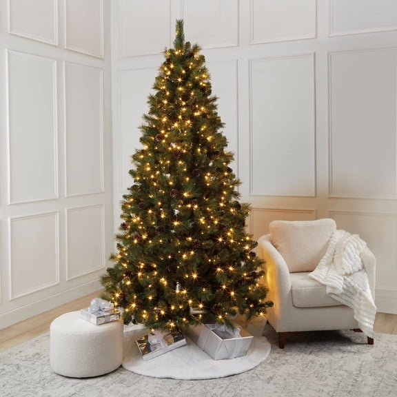 7.5ft. Pre-Lit Wimberley Pine Realistic Artificial Christmas Tree, Warm White Mini LED Lights by Ashland