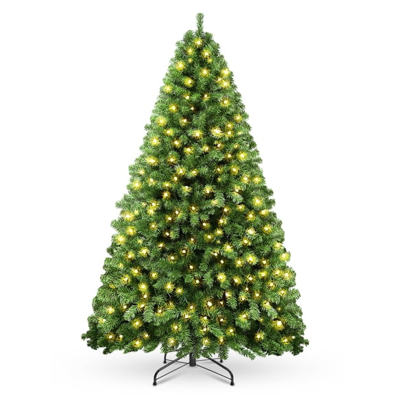 7.5ft Pre-lit Rotating Artificial Christmas Tree, 360Spinning Base with Music, 470 Dual Color LED Lights, 8 Lighting Modes for Indoor Holiday Decoration