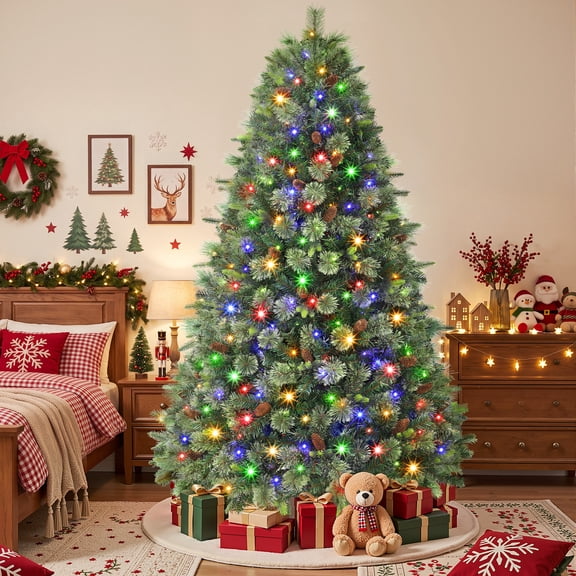 Tree Colers Lolsea 7.5ft Prelit Artificial Christmas Tree w/ Remote Control and ...
