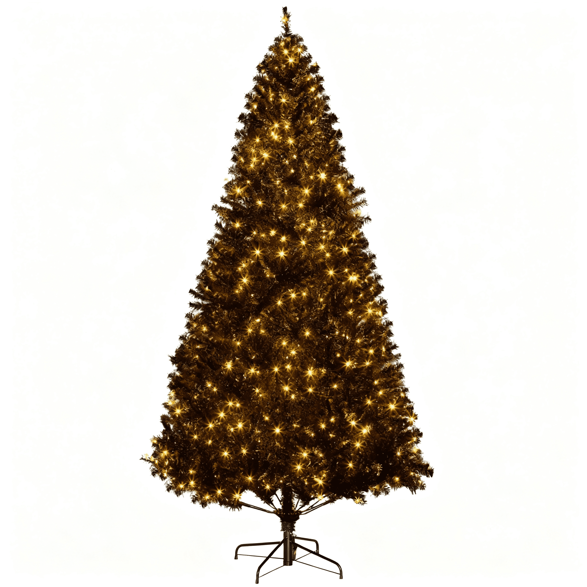 7.5ft Prelit Black Christmas Tree 1346 Tips 500 Warm White LED Lights Metal Stand Indoor Decor