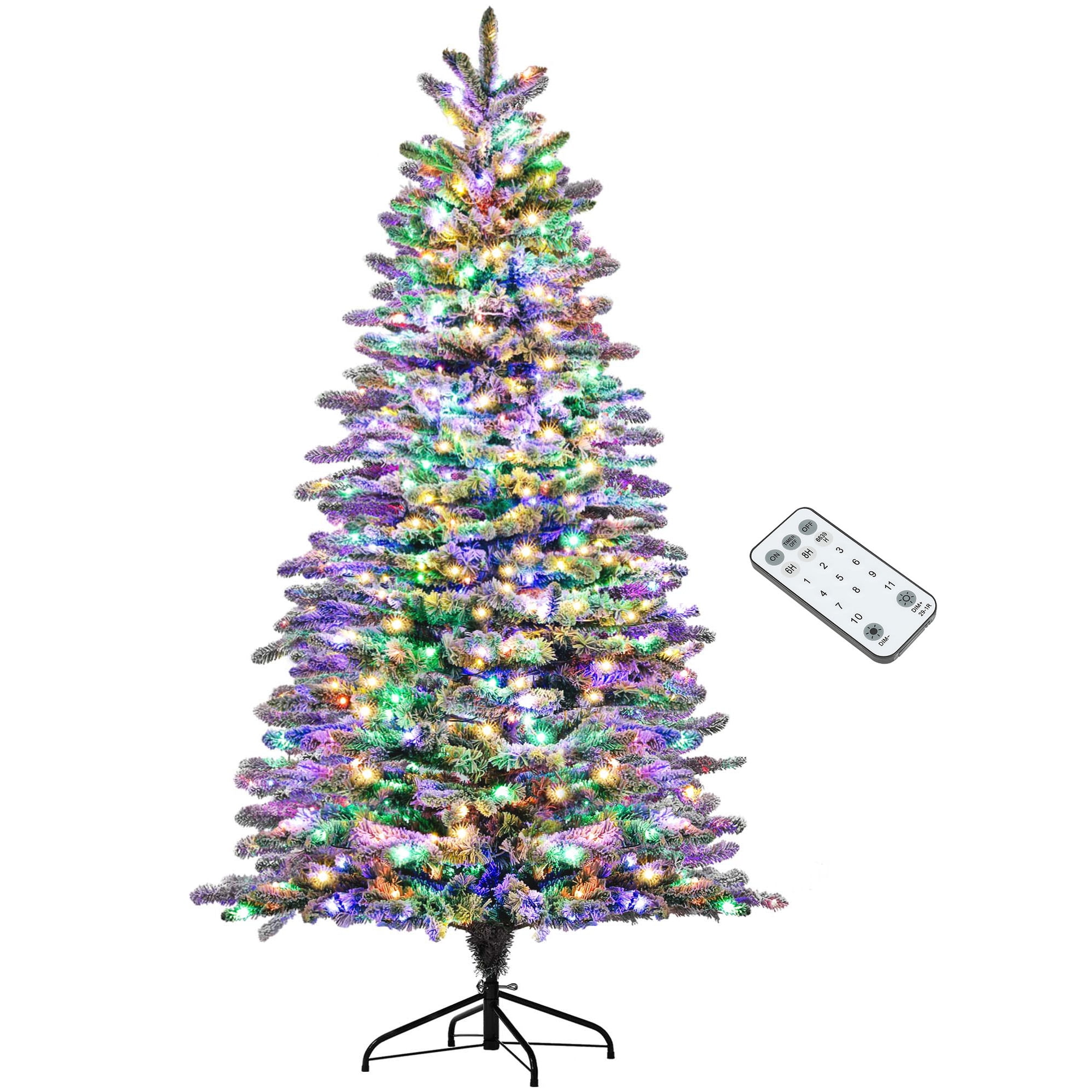 7.5ft Prelit Flocked Christmas Tree with 500 LED Lights 1264 Tips Remote Timer Indoor Decor