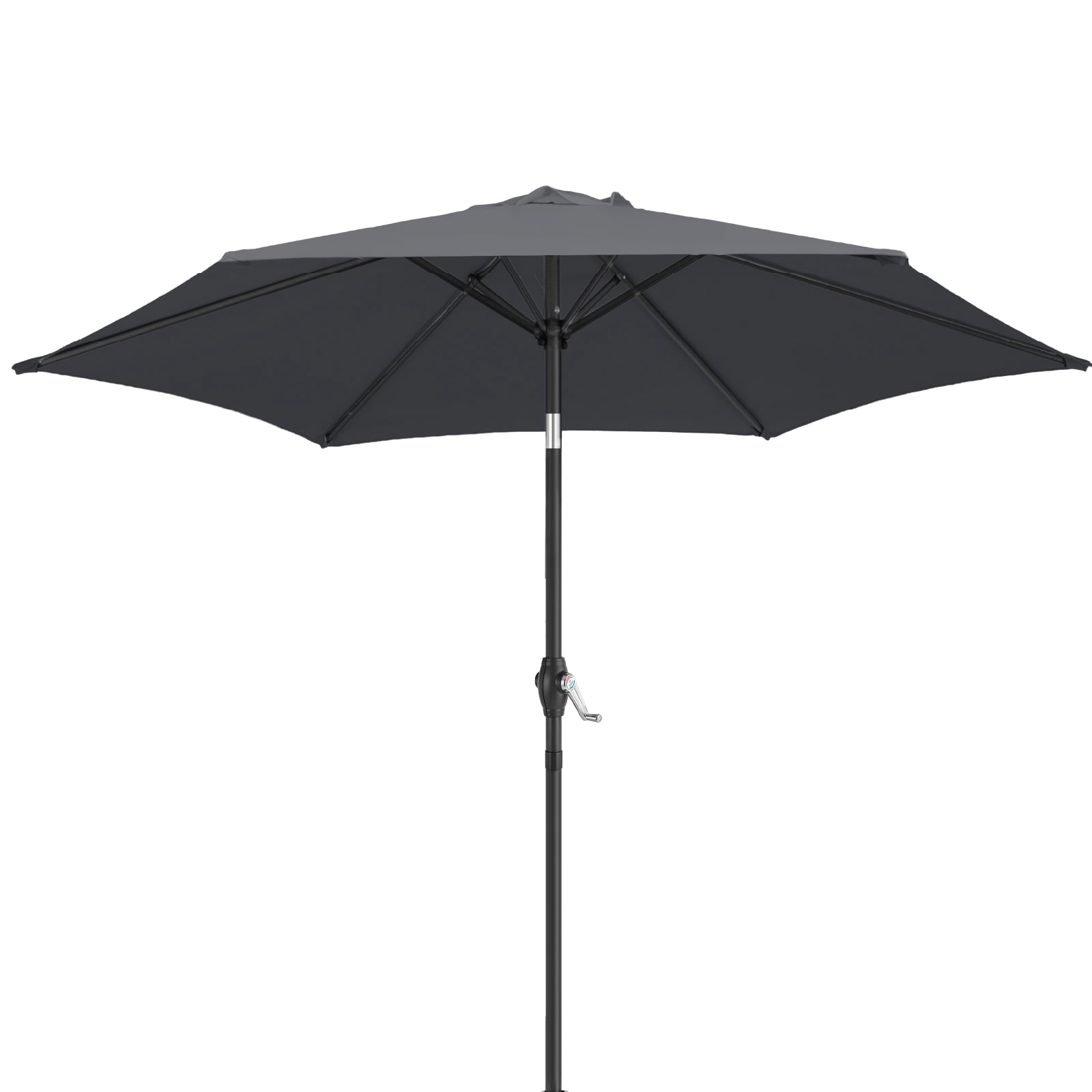 7.5ft Round Gray Patio Umbrella, Polyester Waterproof UV Protection Outdoor Table Umbrella with Crank & Adjustable Tilt for Garden Pool Deck